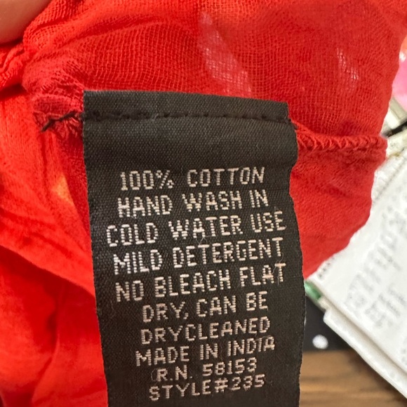 Chaudry Dress L  Red White Ombre Halter Maxi Boho Lace Smocked Back - Picture 5 of 7